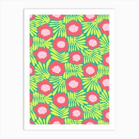 Climbing Flowers Retro Floral Watermelon Candy Art Print