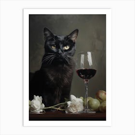 Cat With Wine Glass 4 Art Print