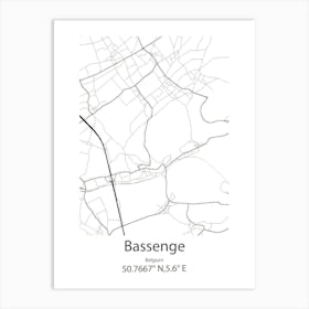 Bassenge,Belgium Minimalist Map Art Print