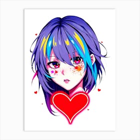 Anime Girl With A Heart Art Print