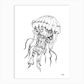 Black and White Jellyfish Art Print