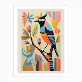 Colourful Scandi Bird Cedar Waxwing 2 Art Print