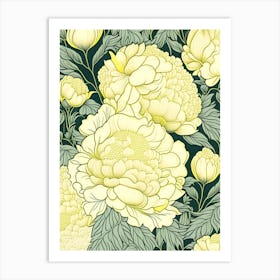 Cottage Gardens Peonies 1 Yellow Drawing Art Print