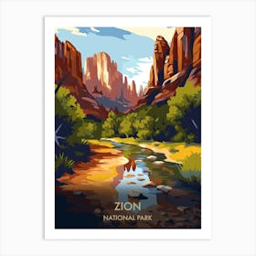 Zion National Park Travel Poster Illustration Style 6 Art Print