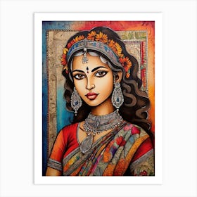 Default Colorful Traditional Madhubani Art From India Of A Wom 1 (1) Art Print