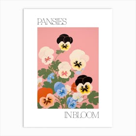 Pansies In Bloom Flowers Bold Illustration 4 Art Print