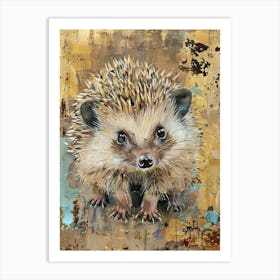Baby Hedgehog Gold Effect Collage 1 Art Print