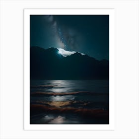 Moonlight Over The Ocean-Reimagined Art Print