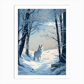 Winter Gray Wolf 2 Illustration Art Print