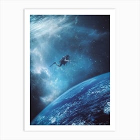 Diving Ocean Space Exploration Art Print