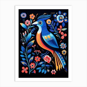 Folk Bird Illustration Blue Jay 3 Art Print