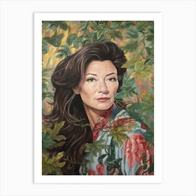 Floral Handpainted Portrait Of Michelle Yeoh 3 Art Print