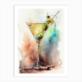 Martini Watercolor Painting drinks Art Print