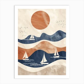 Sailboats In The Sea 3 Art Print