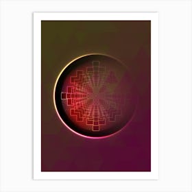 Geometric Neon Glyph on Jewel Tone Triangle Pattern 328 Art Print