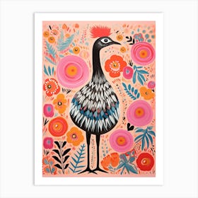 Pink Scandi Emu 4 Art Print