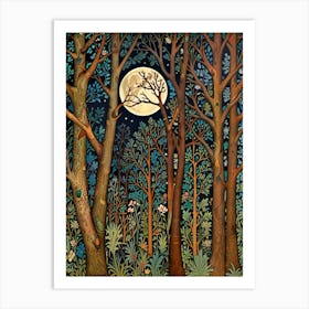 William Morris Moonlight In The Forest 136 Art Print