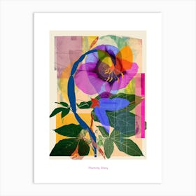 Morning Glory 1 Neon Flower Collage Poster Art Print