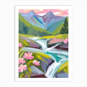 Pink Flowers In The Mountains 7 Art Print