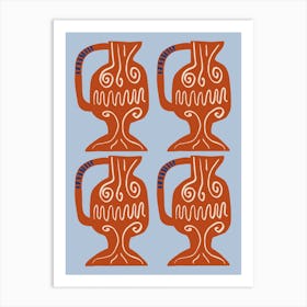 Ceramic Pitchers Pattern In Terra Red Art Print