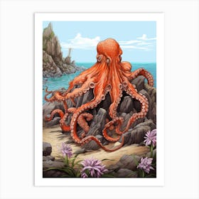 Giant Pacific Octopus Illustration 9 Art Print