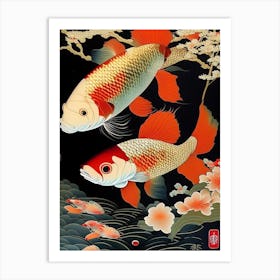 Sanke Koi, Fish Ukiyo E Style Japanese Art Print