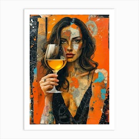 Mysterious Lady With A Glass Of Golden Wine Pt. 3 Art Print