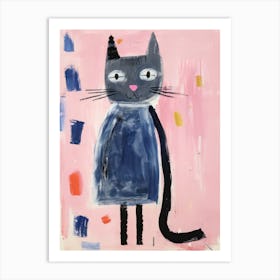 Playful Illustration Of Cat For Kids Room 1 Art Print