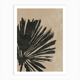 Palm Leaf in Black and Beige, Tropical Art, Botanical Home Decor Art Print