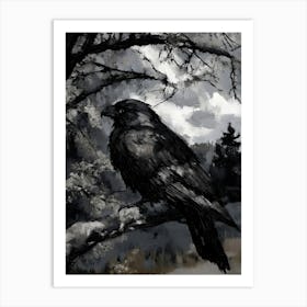 Dark Gothic Raven By Person Art Print