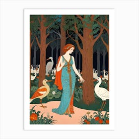 Lady In The Woods Art Print