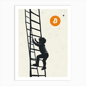 Child Climbing A Ladder Art Print