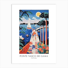 Ponte Vasco De Gama, Portugal, Colourful 2 Travel Poster Art Print