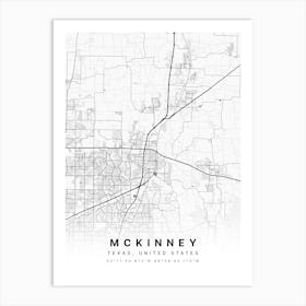 McKinney Texas USA White Map Art Print