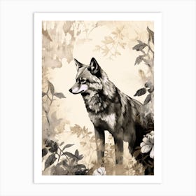 Indian Wolf Vintage Painting 1 Art Print