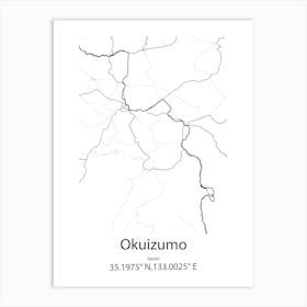 Okuizumo,Japan Minimalist Map Art Print