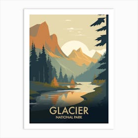 Glacier National Park Vintage Travel Poster 16 Art Print