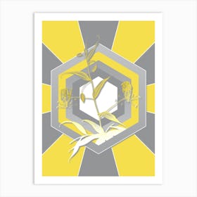 Vintage Flame Lily Botanical Geometric Art in Yellow and Gray n.157 Art Print