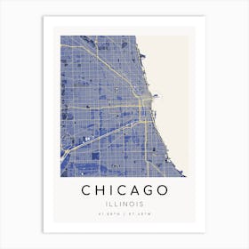 Chicago Map Print - Vermeer style Art Print