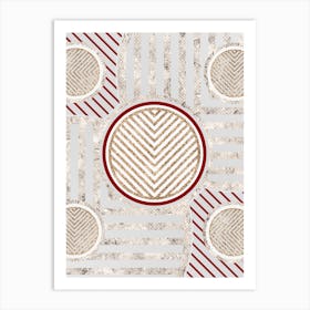 Geometric Abstract Glyph in Festive Gold Silver and Red n.0084 Art Print
