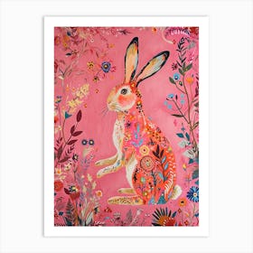 Floral Animal Painting Rabbit 1 Art Print