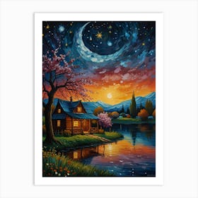 Night By The Lake Art Print