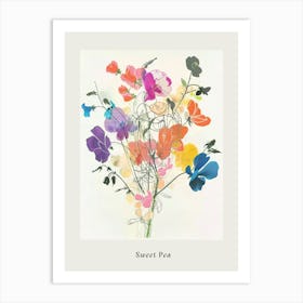 Sweet Pea 4 Collage Flower Bouquet Poster Art Print