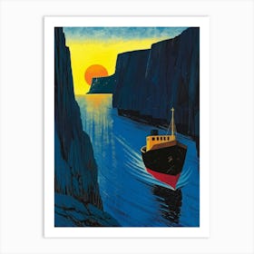 Boat At Sunset 4 Art Print