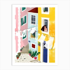 Illustration Of A Colorful Town Art Print