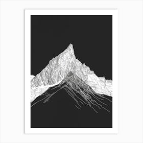 Beinn Mhanach Mountain Line Drawing 7 Art Print