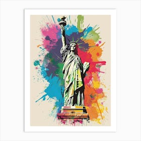 Statue Of Liberty New York Colourful Silkscreen Illustration 3 Art Print
