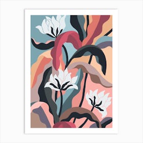 Abstract Flowers and Leaves Art Print