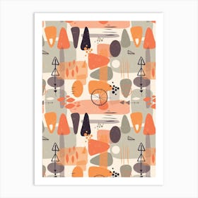 Atomic Mid Century Modern Shapes Warm Tone Art Print