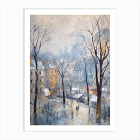 Winter City Park Painting Parc De Belleville Paris France 3 Art Print